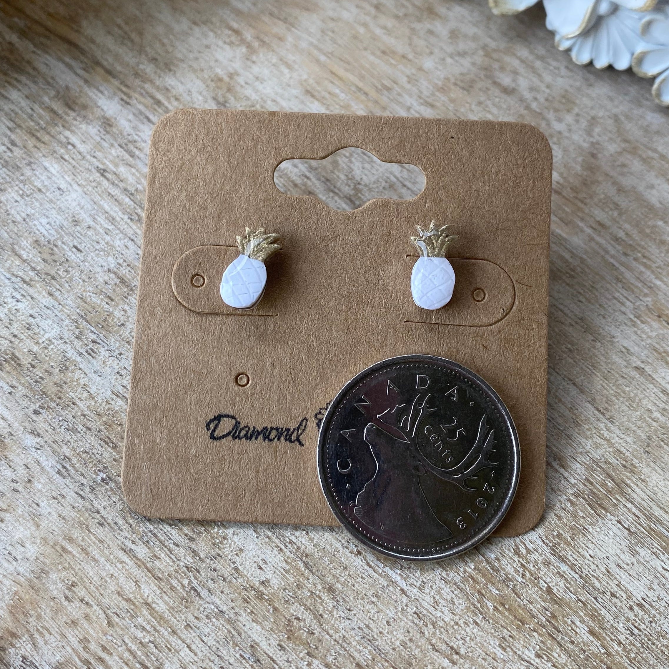 Neutral Micro Pineapple Studs