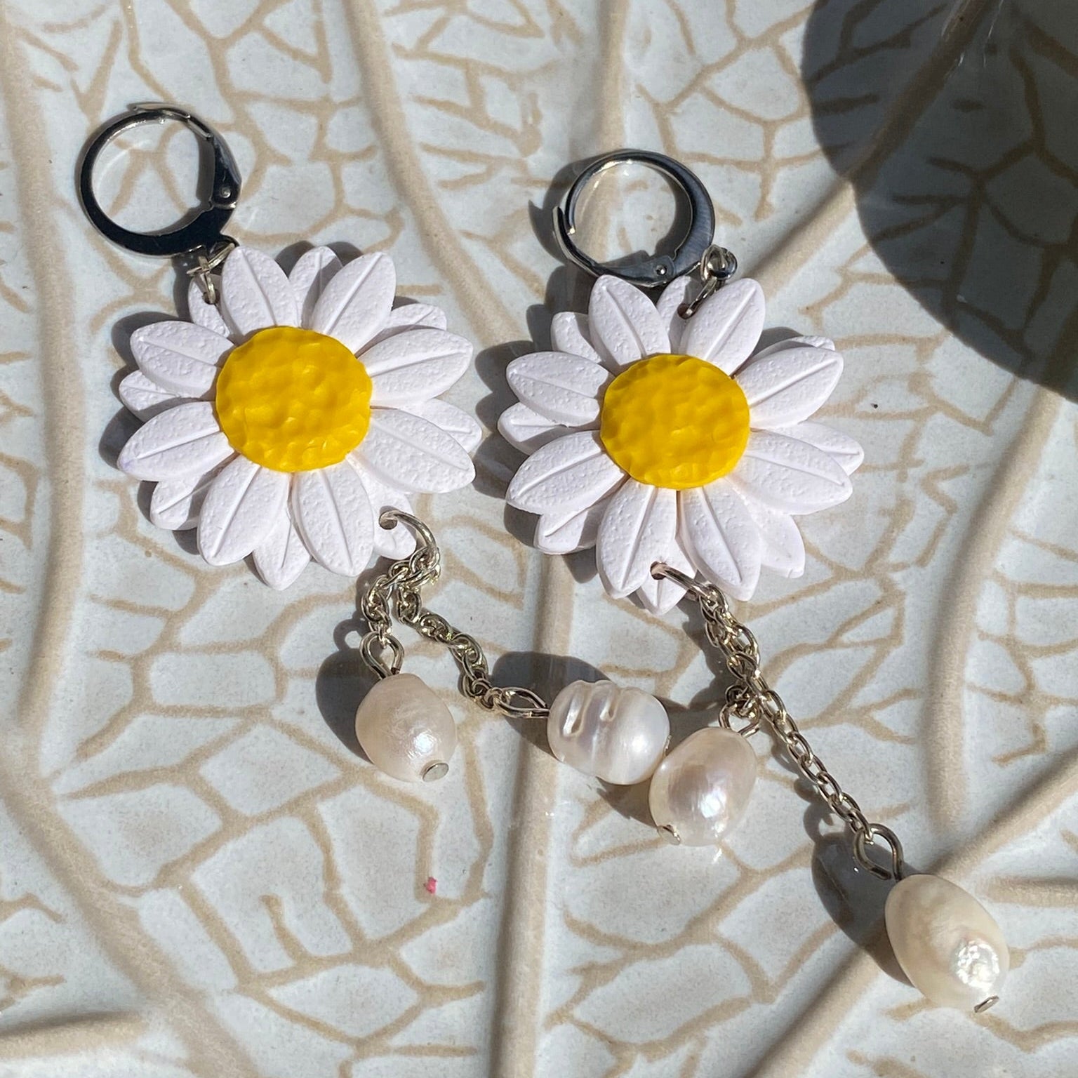 Pearl Drop Daisy Dangles