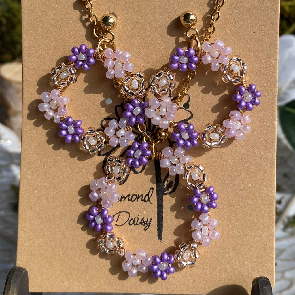 "Evelyn" Seed Bead Earring and Necklace Set