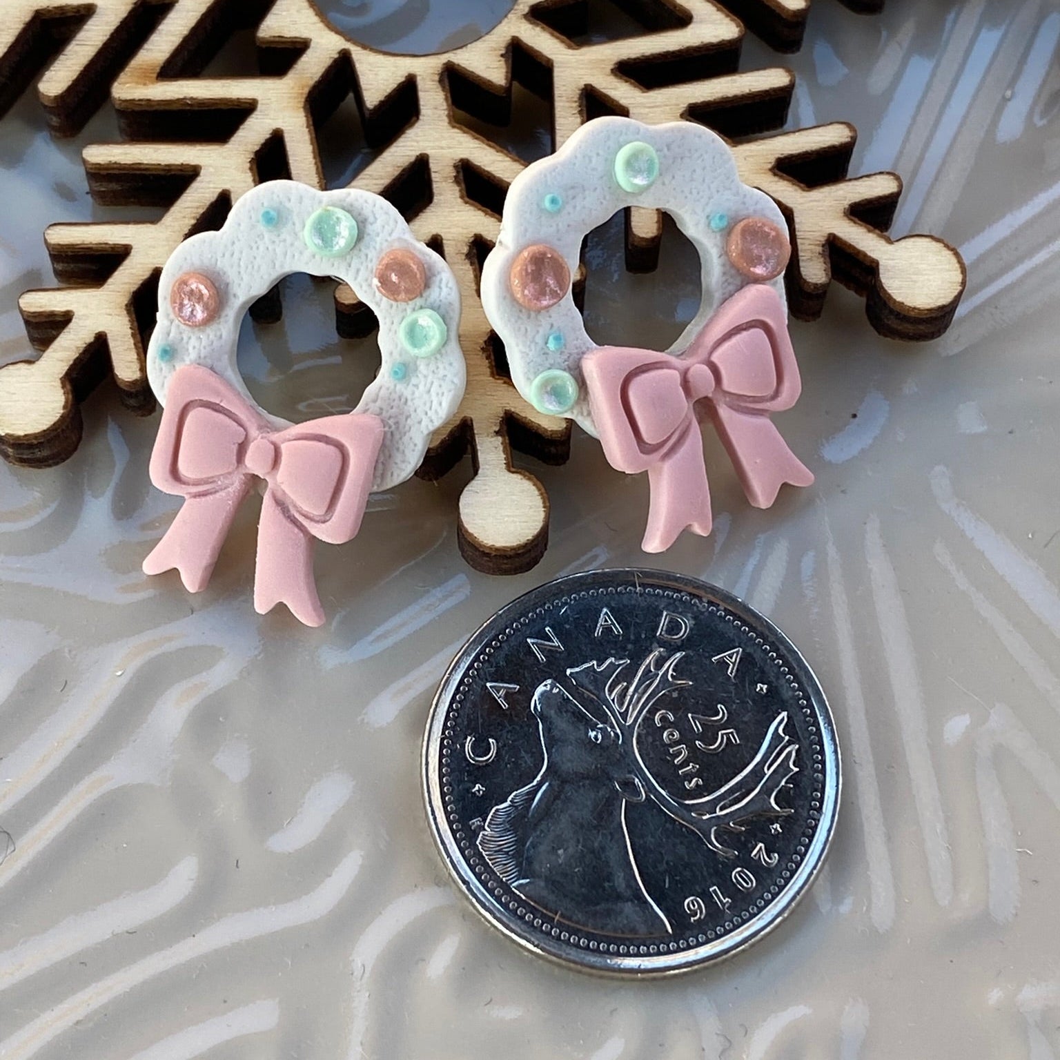 Pastel Christmas Wreath Earrings